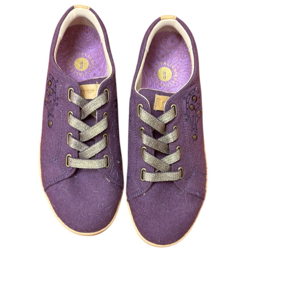 REVITALIGN Purple Casual Lace-Up Sneakers with Metallic Silver Laces-NEW